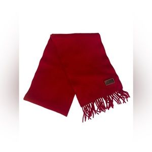 Coach Lambs Wool Cashmere Blend Red Fringed Scarf